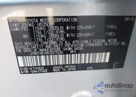 2015 Toyota Rav4 Le z USA, uszkodzony, nr VIN JTMZFREV8FD077036